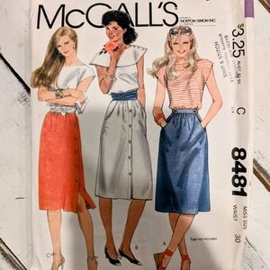 Vintage McCall's Sewing Pattern # 8481 - Miss Size 16 Waist 30